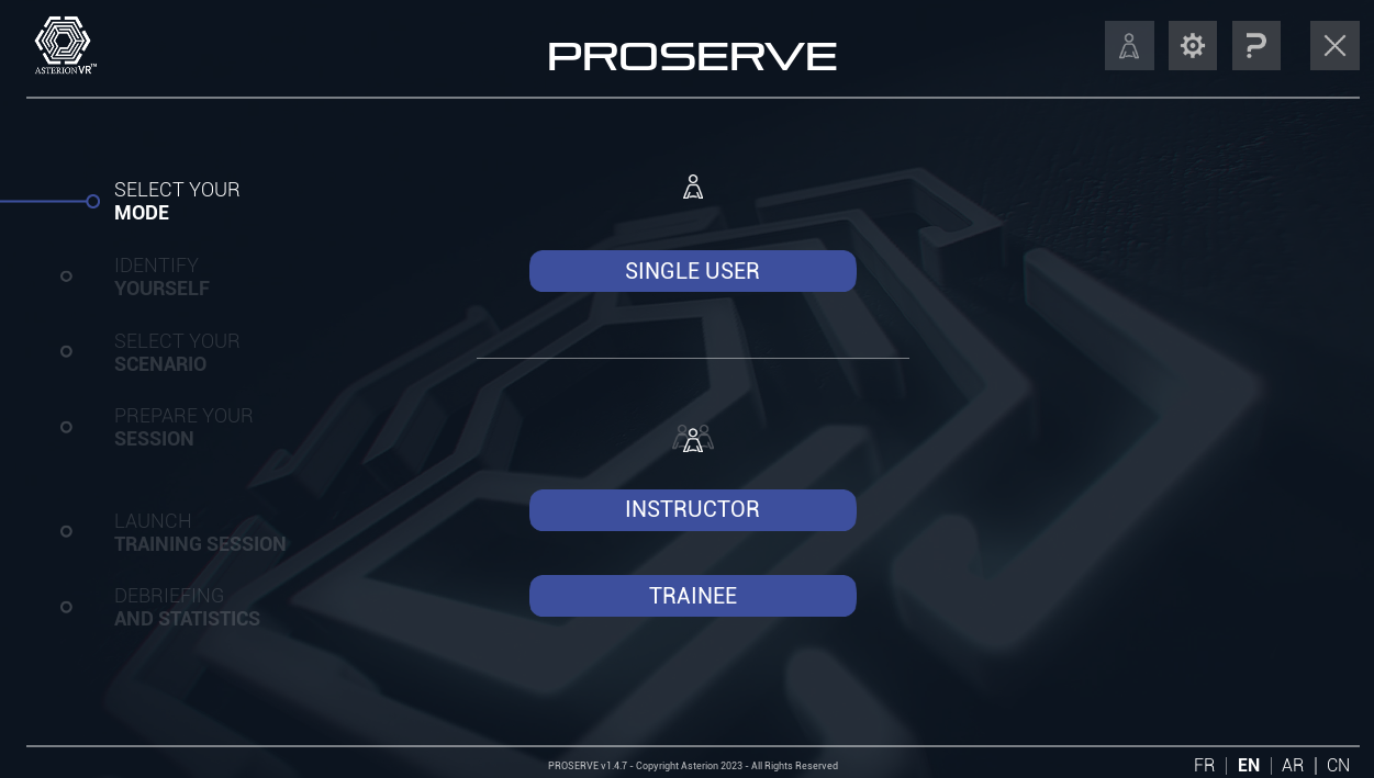 PROSERVE main menu